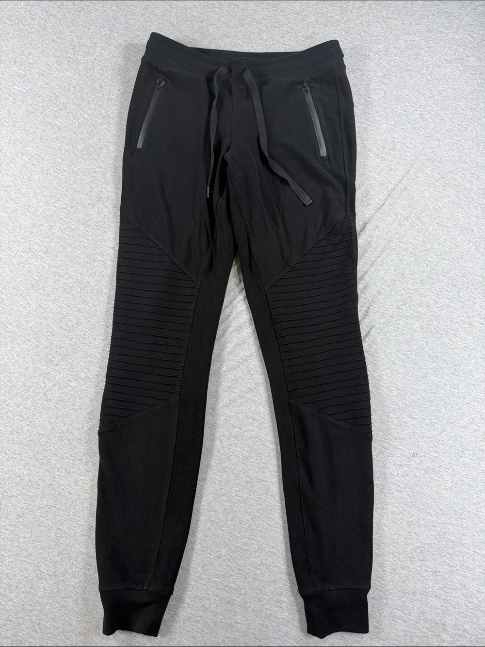 ALO Yoga Urban Moto Sweatpants Black Ribbed Joggers Small